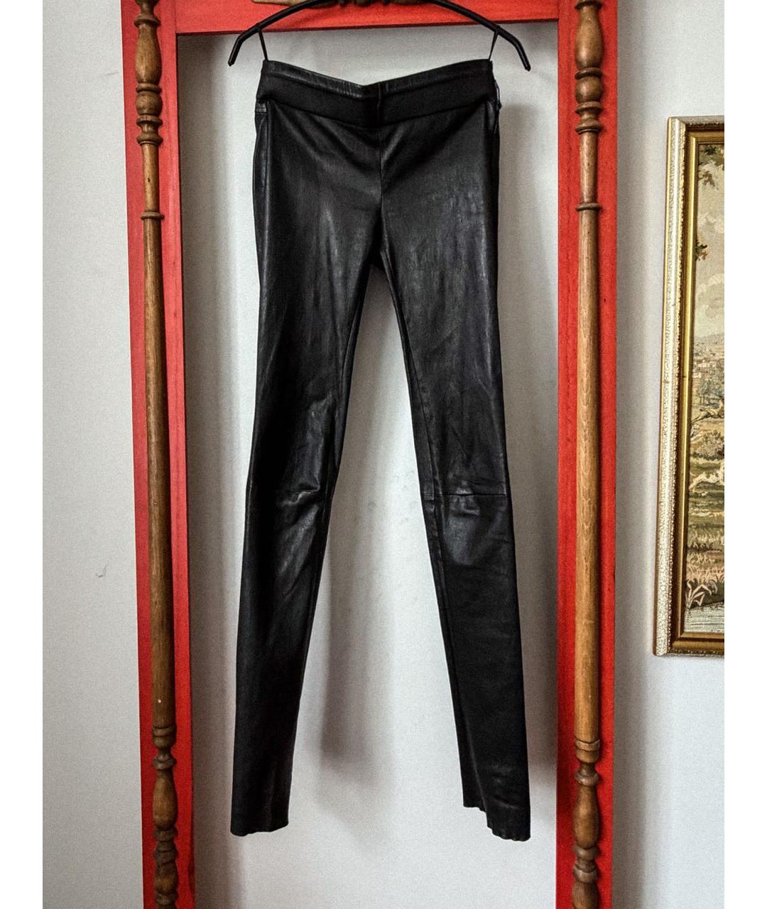 SAINT LAURENT Черные кожаные леггинсы и велосипедки, фото 9