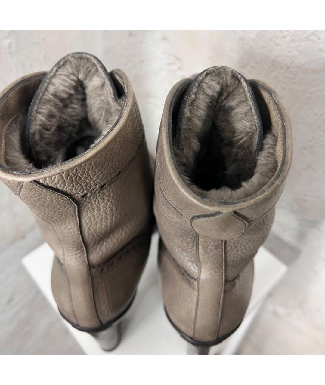 SANTONI Бежевые сапоги из кожи аллигатора, фото 4
