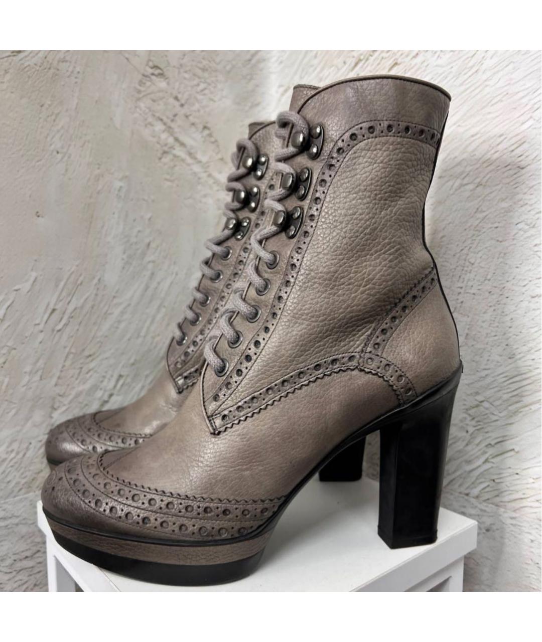 SANTONI Бежевые сапоги из кожи аллигатора, фото 2