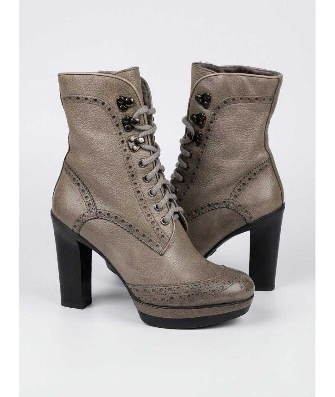 SANTONI Бежевые сапоги из кожи аллигатора, фото 6