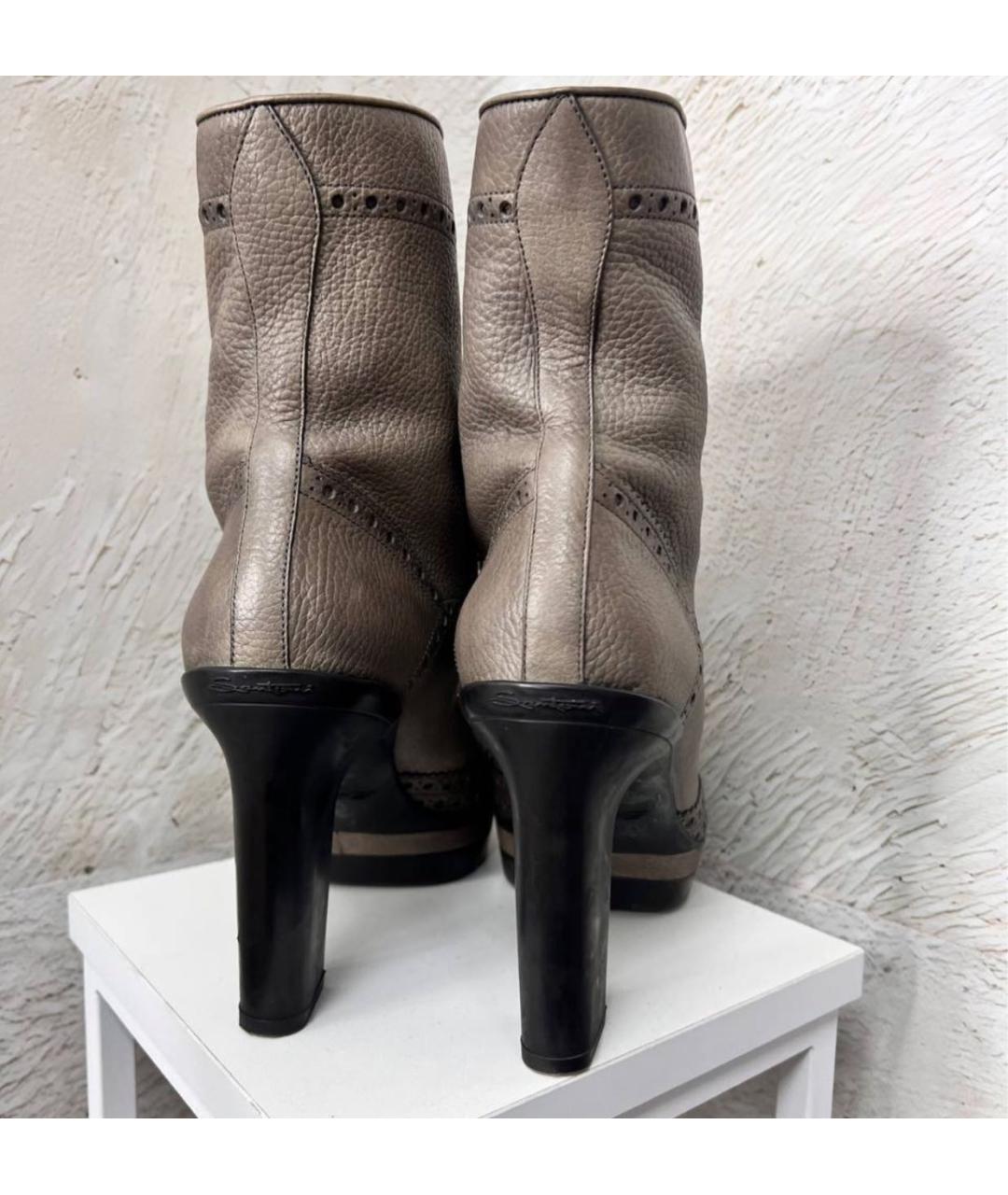 SANTONI Бежевые сапоги из кожи аллигатора, фото 3