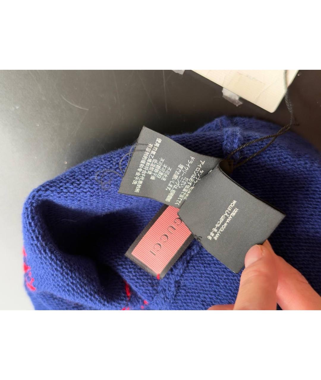 GUCCI Синяя шерстяная шапка, фото 4