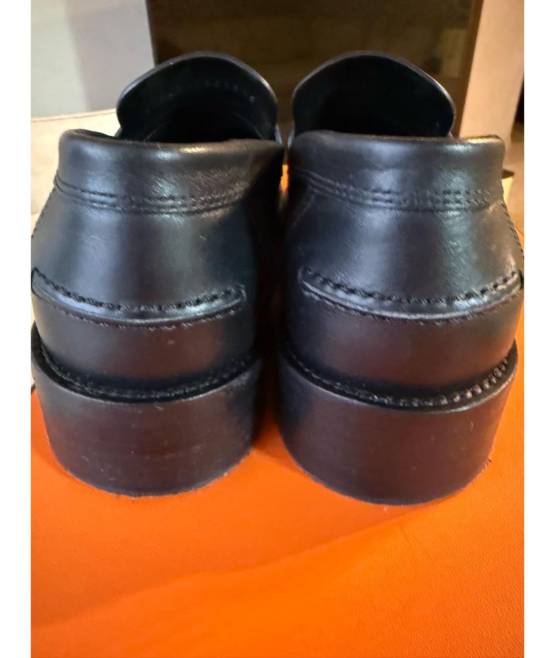 HERMES Черные кожаные лоферы, фото 4