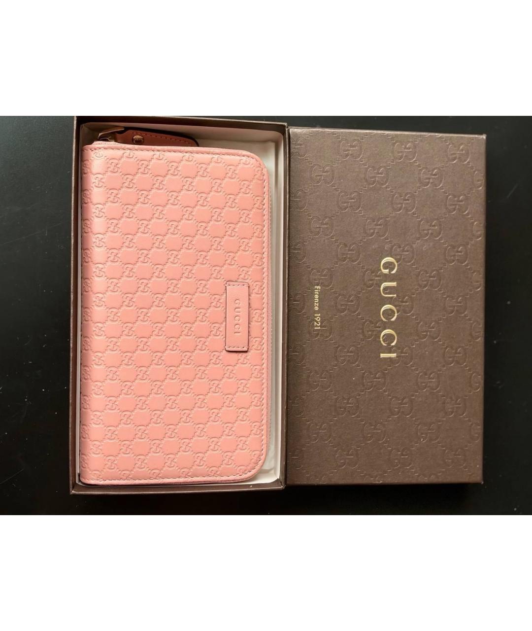 GUCCI Розовый кожаный кошелек, фото 9