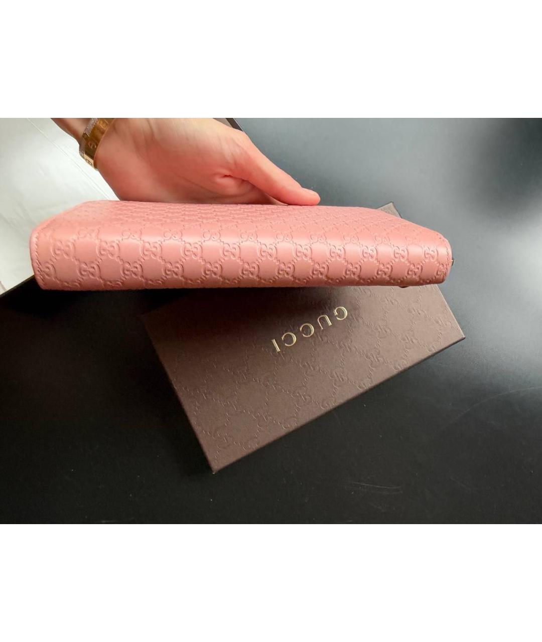 GUCCI Розовый кожаный кошелек, фото 5