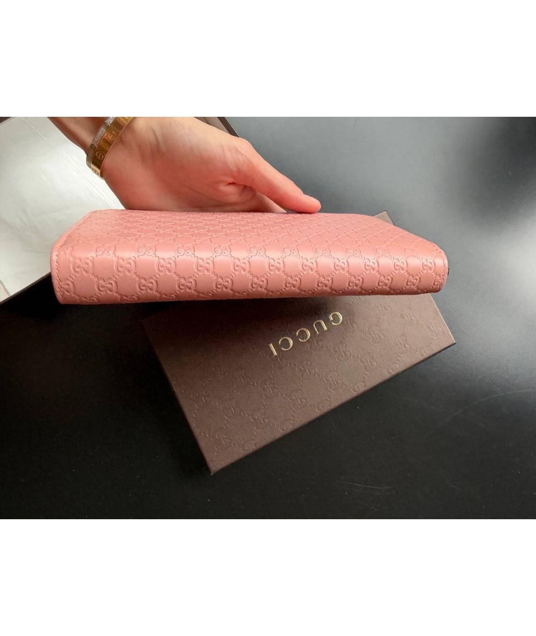 GUCCI Розовый кожаный кошелек, фото 6