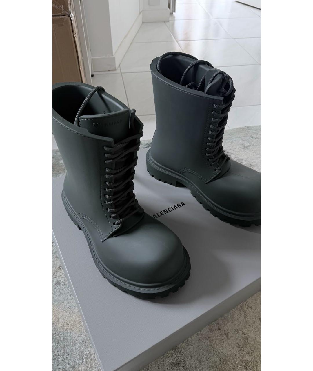 BALENCIAGA Хаки резиновые высокие ботинки, фото 4