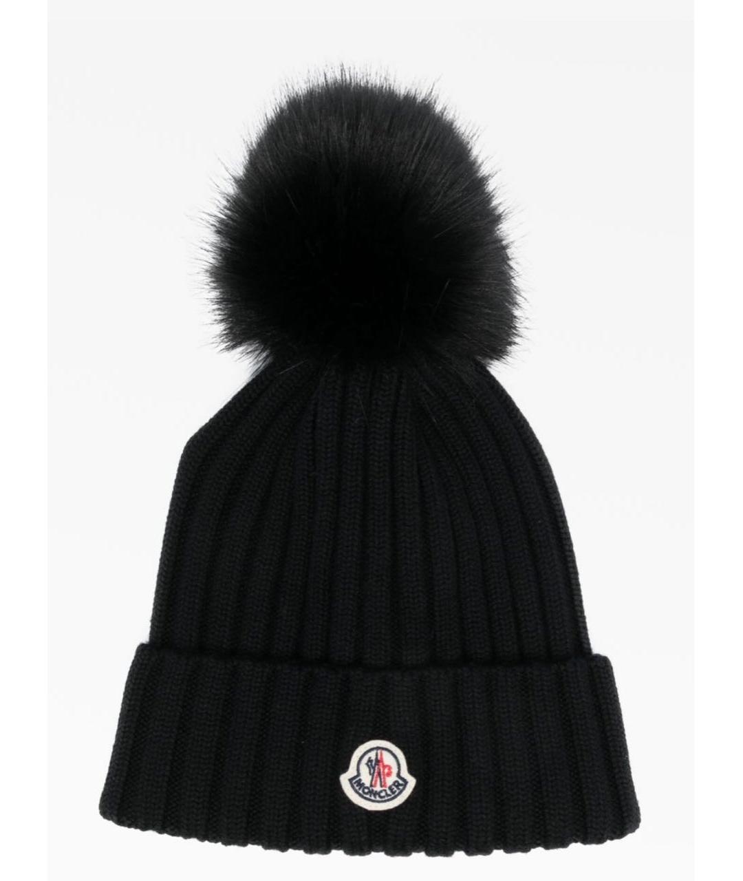 MONCLER Черная шерстяная шапка, фото 6