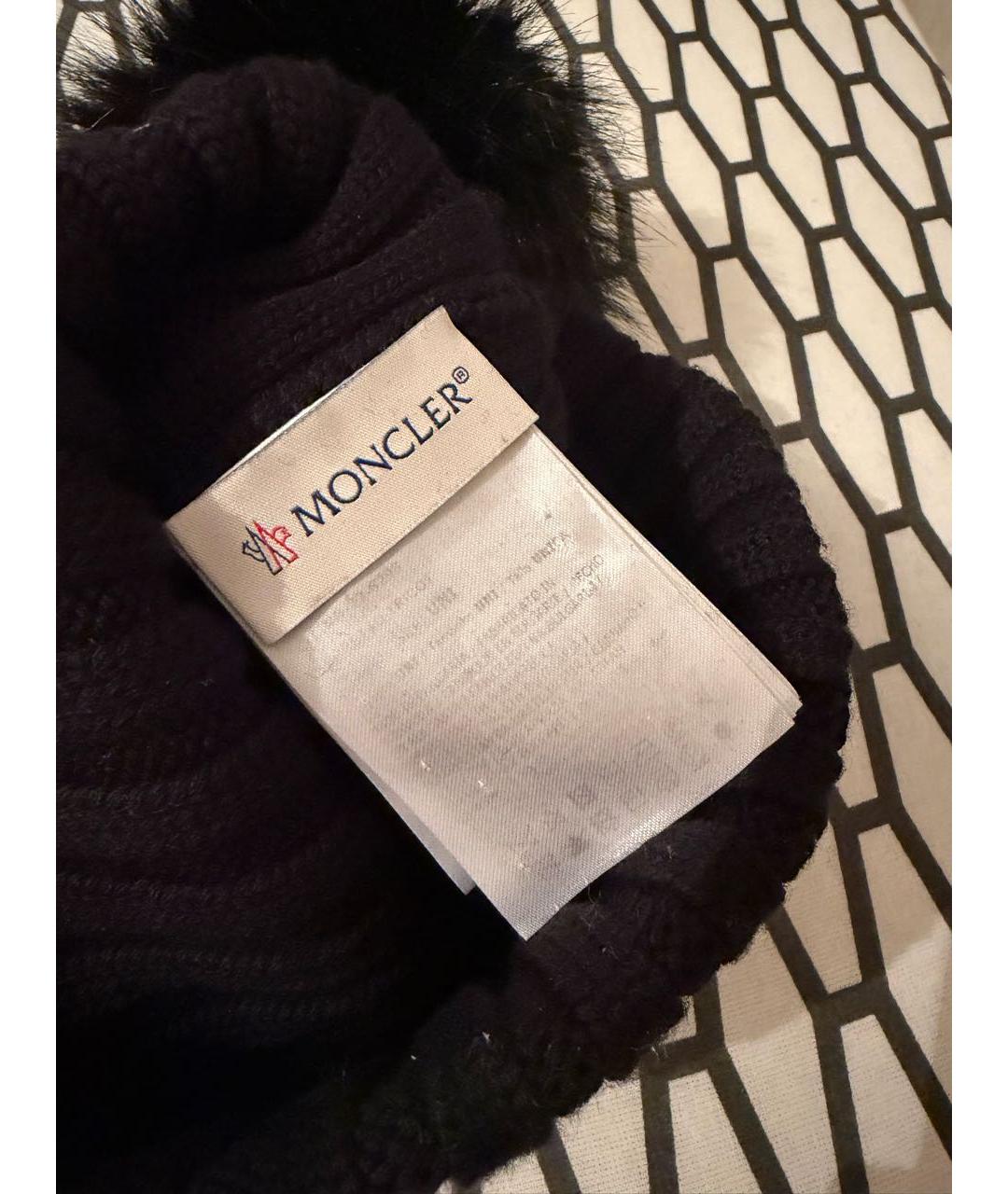MONCLER Черная шерстяная шапка, фото 5