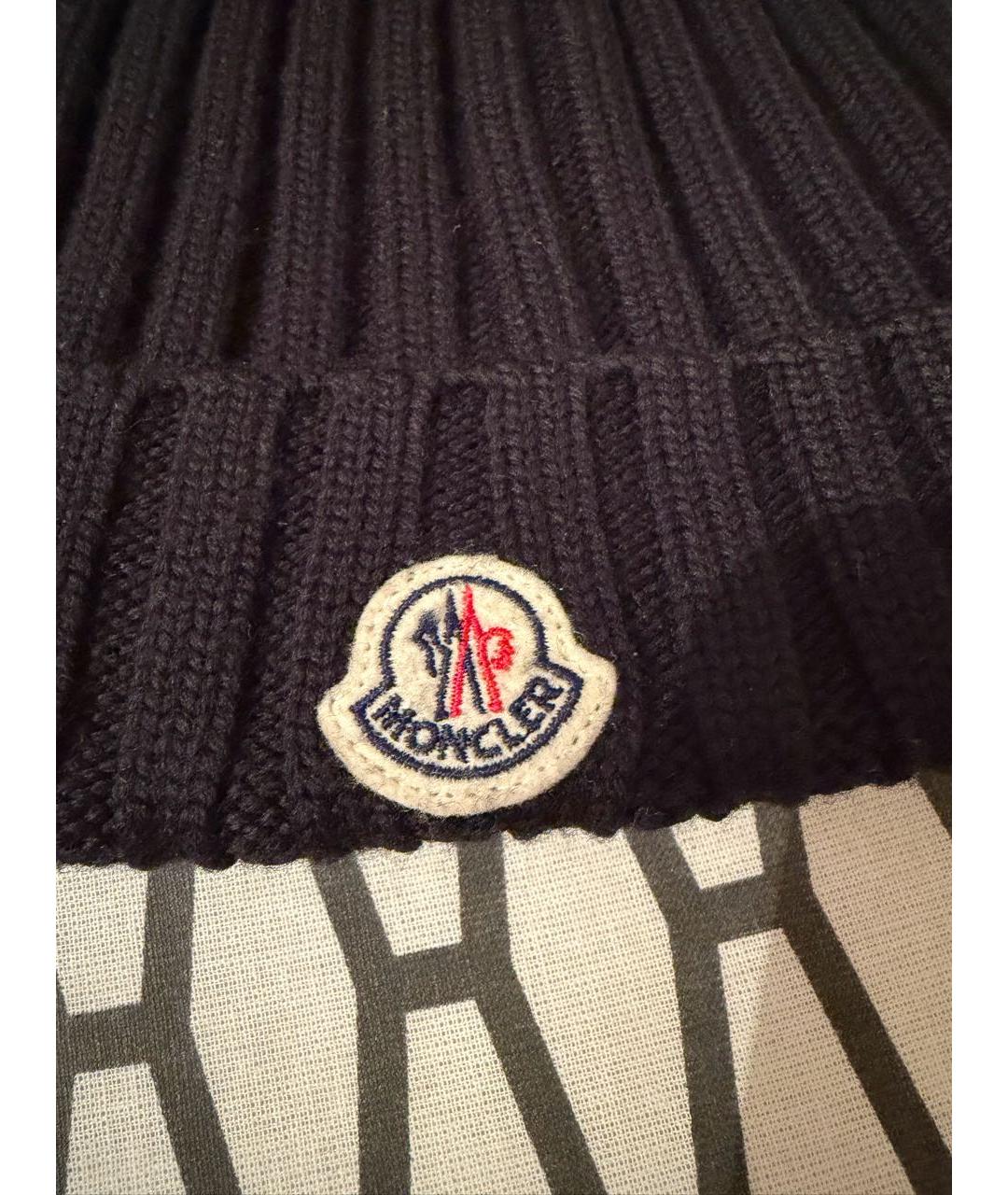 MONCLER Черная шерстяная шапка, фото 3