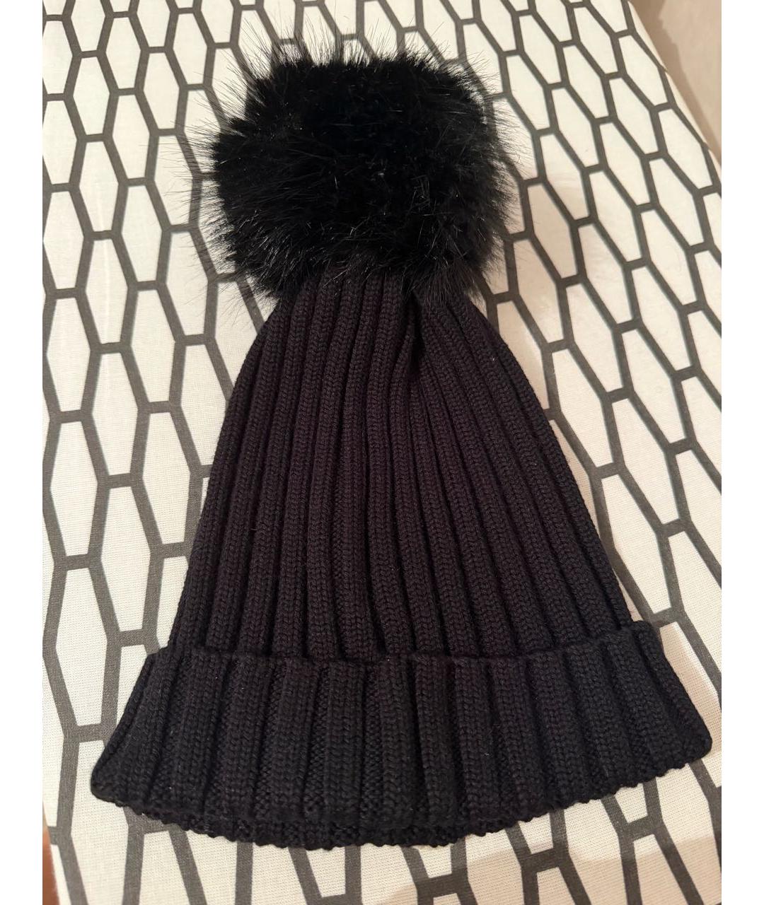 MONCLER Черная шерстяная шапка, фото 4
