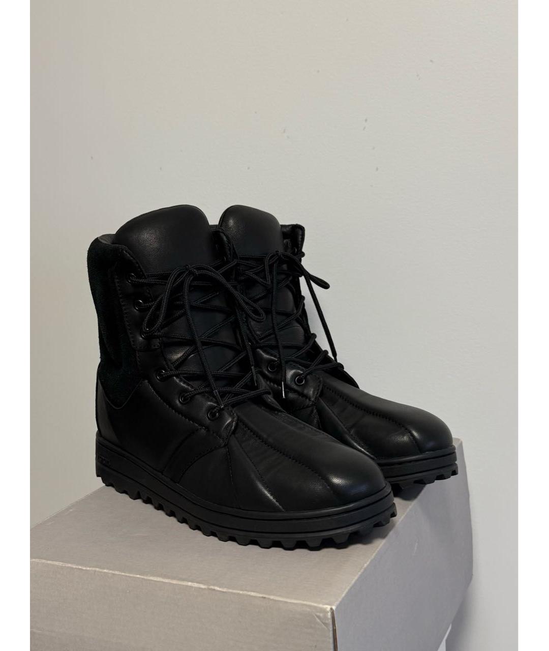 YOHJI YAMAMOTO Черные кожаные высокие ботинки, фото 2