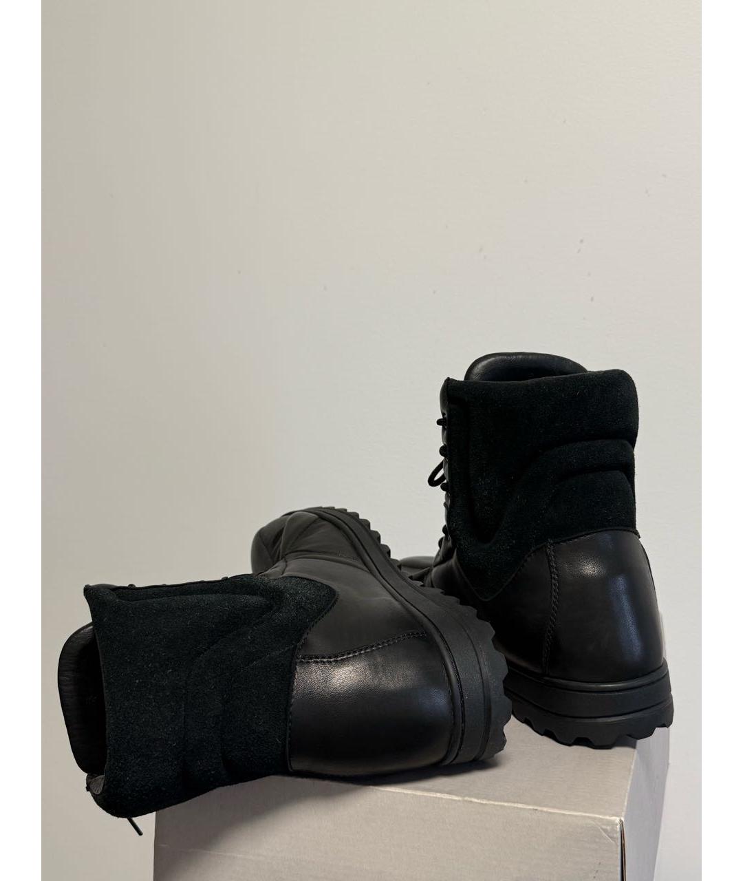 YOHJI YAMAMOTO Черные кожаные высокие ботинки, фото 4