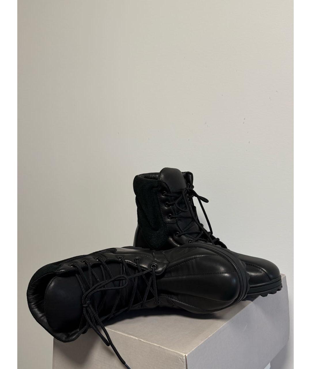 YOHJI YAMAMOTO Черные кожаные высокие ботинки, фото 3