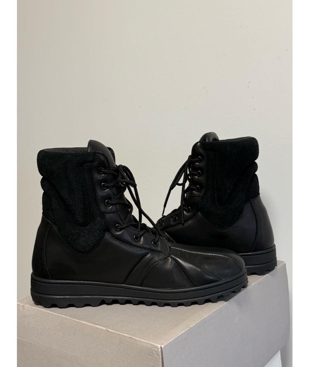 YOHJI YAMAMOTO Черные кожаные высокие ботинки, фото 9