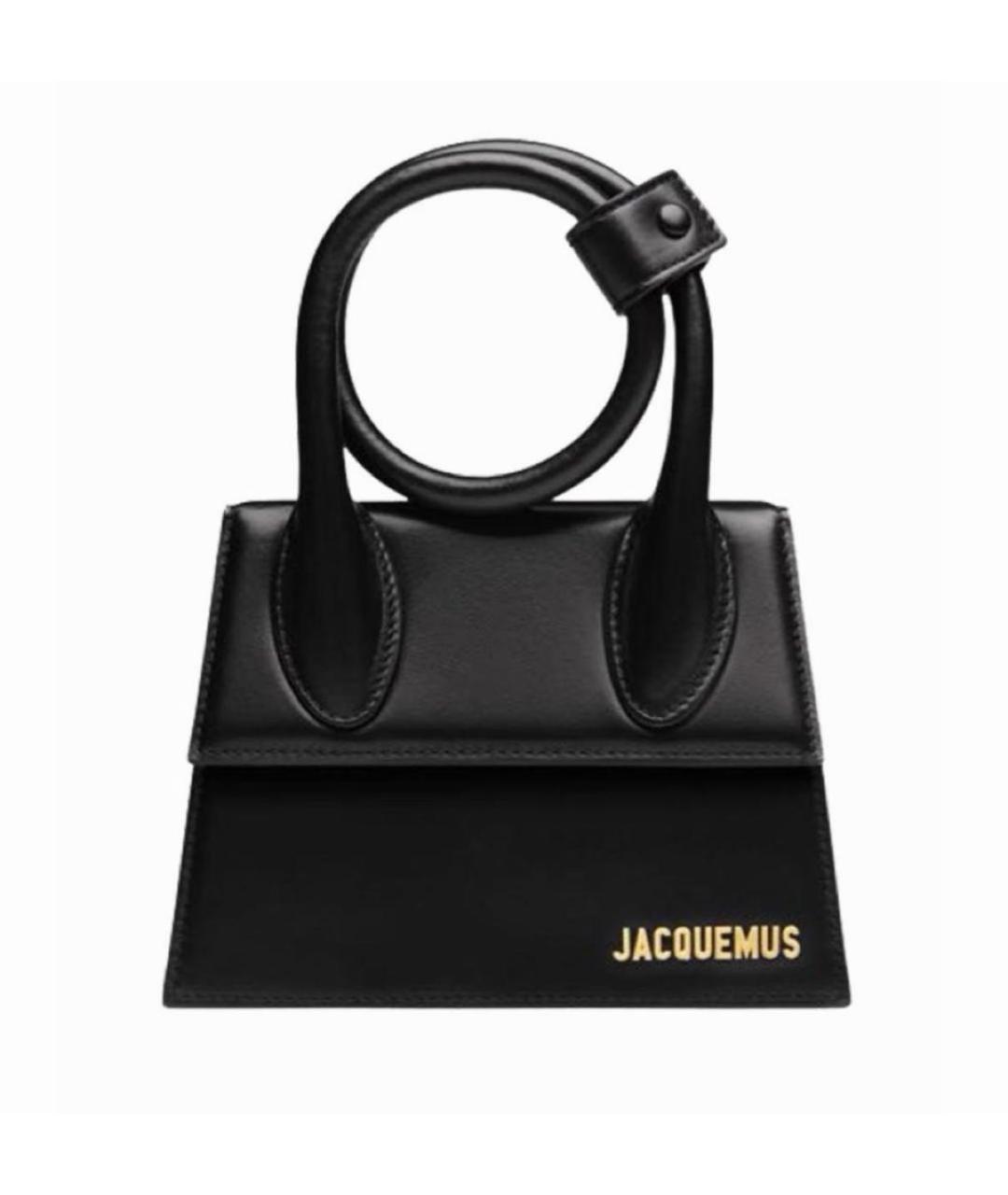 JACQUEMUS Черная кожаная сумка тоут, фото 7