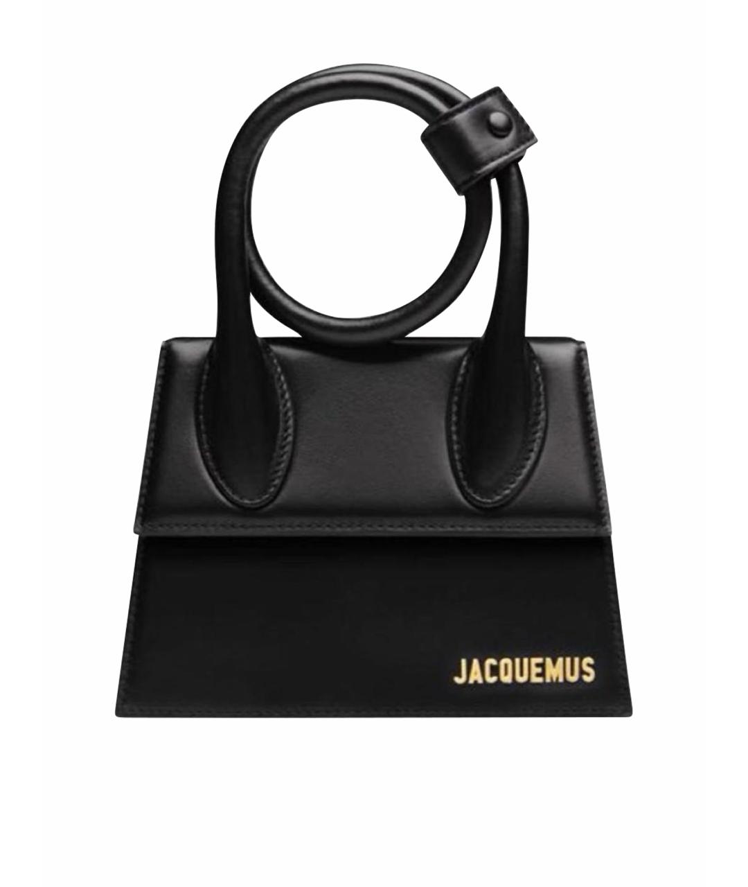 JACQUEMUS Черная кожаная сумка тоут, фото 1