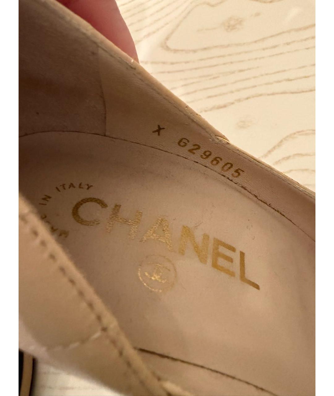 CHANEL Бежевые кожаные туфли, фото 2