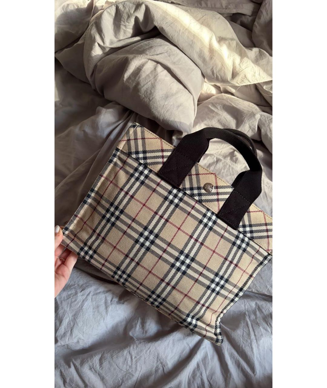 BURBERRY Бежевая тканевая сумка тоут, фото 4