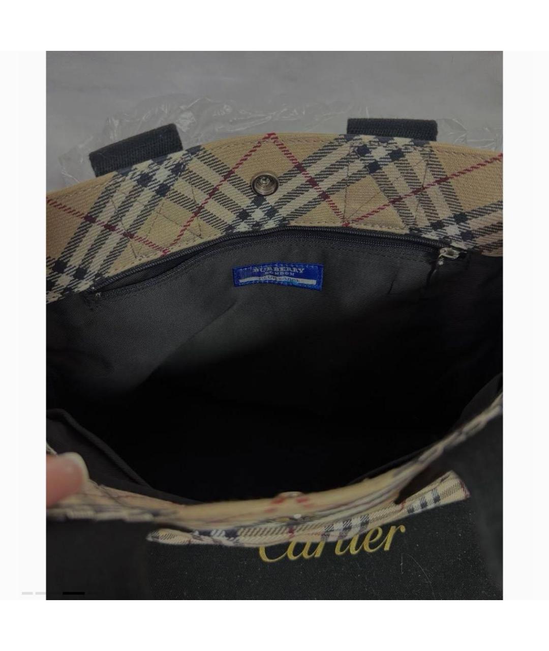 BURBERRY Бежевая тканевая сумка тоут, фото 2