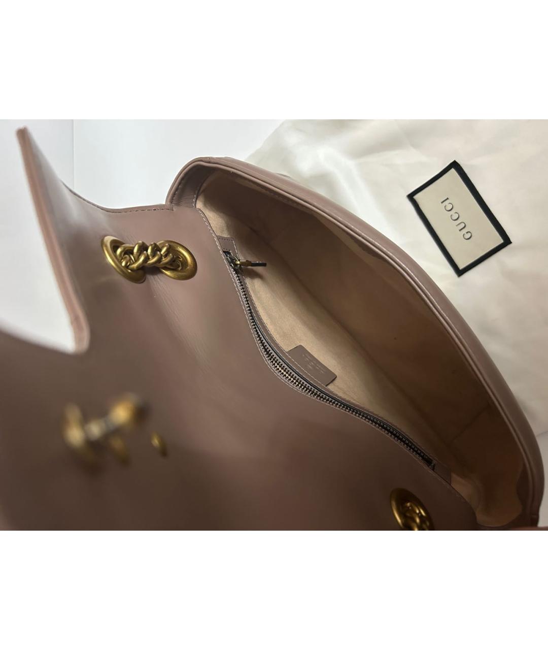 GUCCI Бежевая кожаная сумка через плечо, фото 4