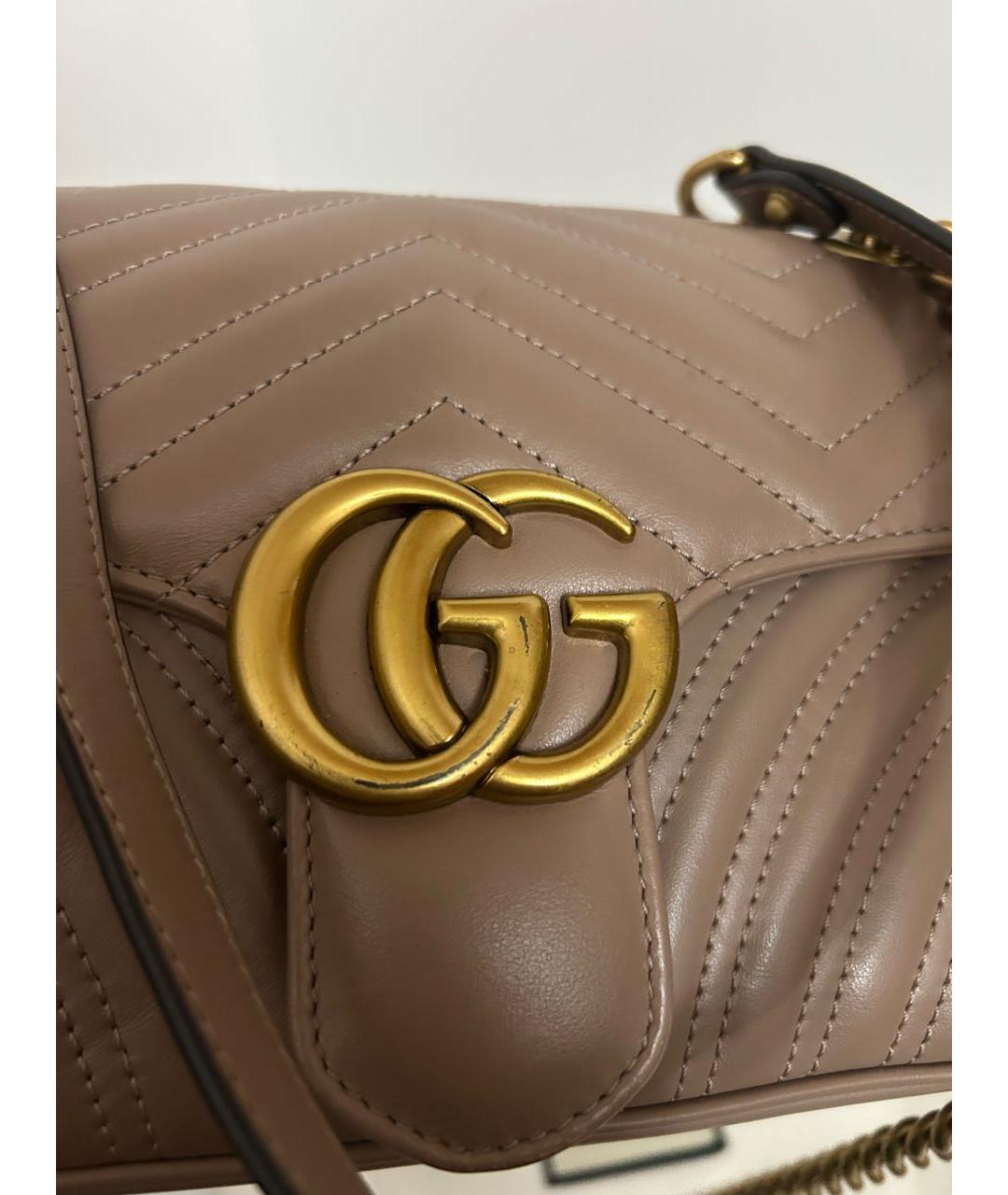 GUCCI Бежевая кожаная сумка через плечо, фото 7
