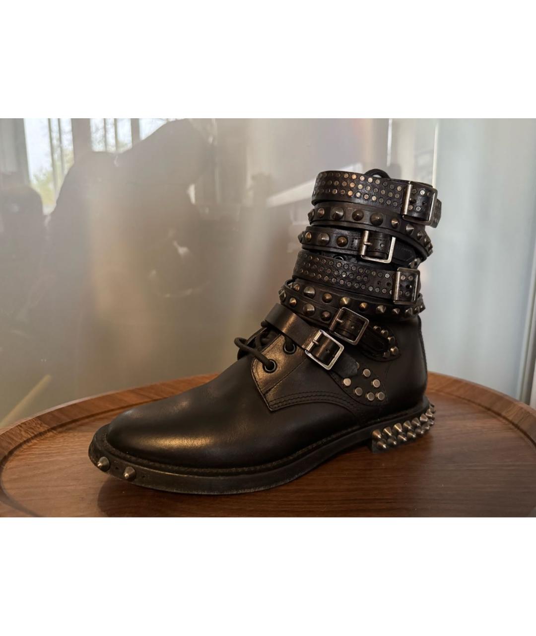SAINT LAURENT Черные кожаные ботинки, фото 2