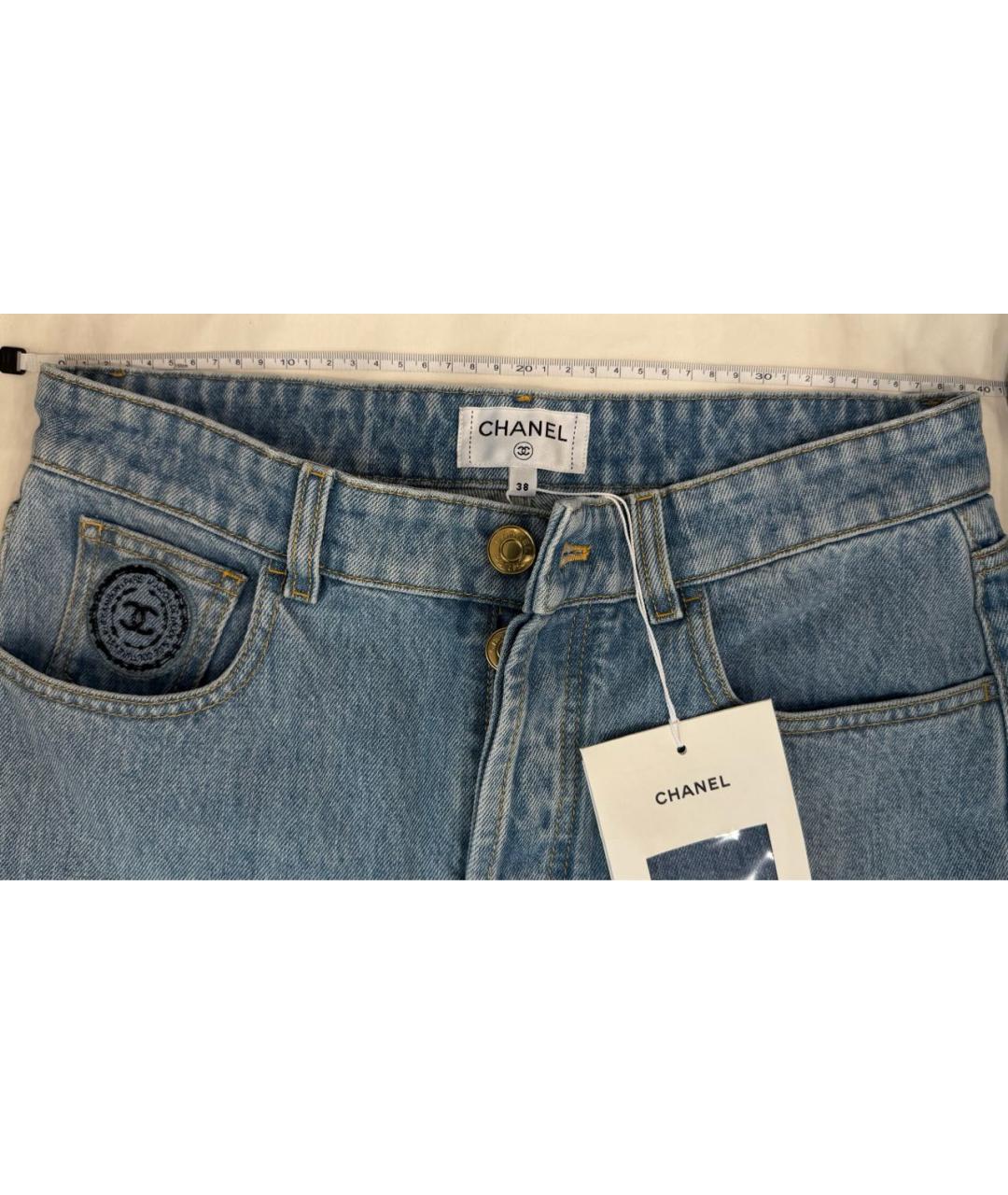 CHANEL Голубые хлопковые прямые джинсы, фото 4