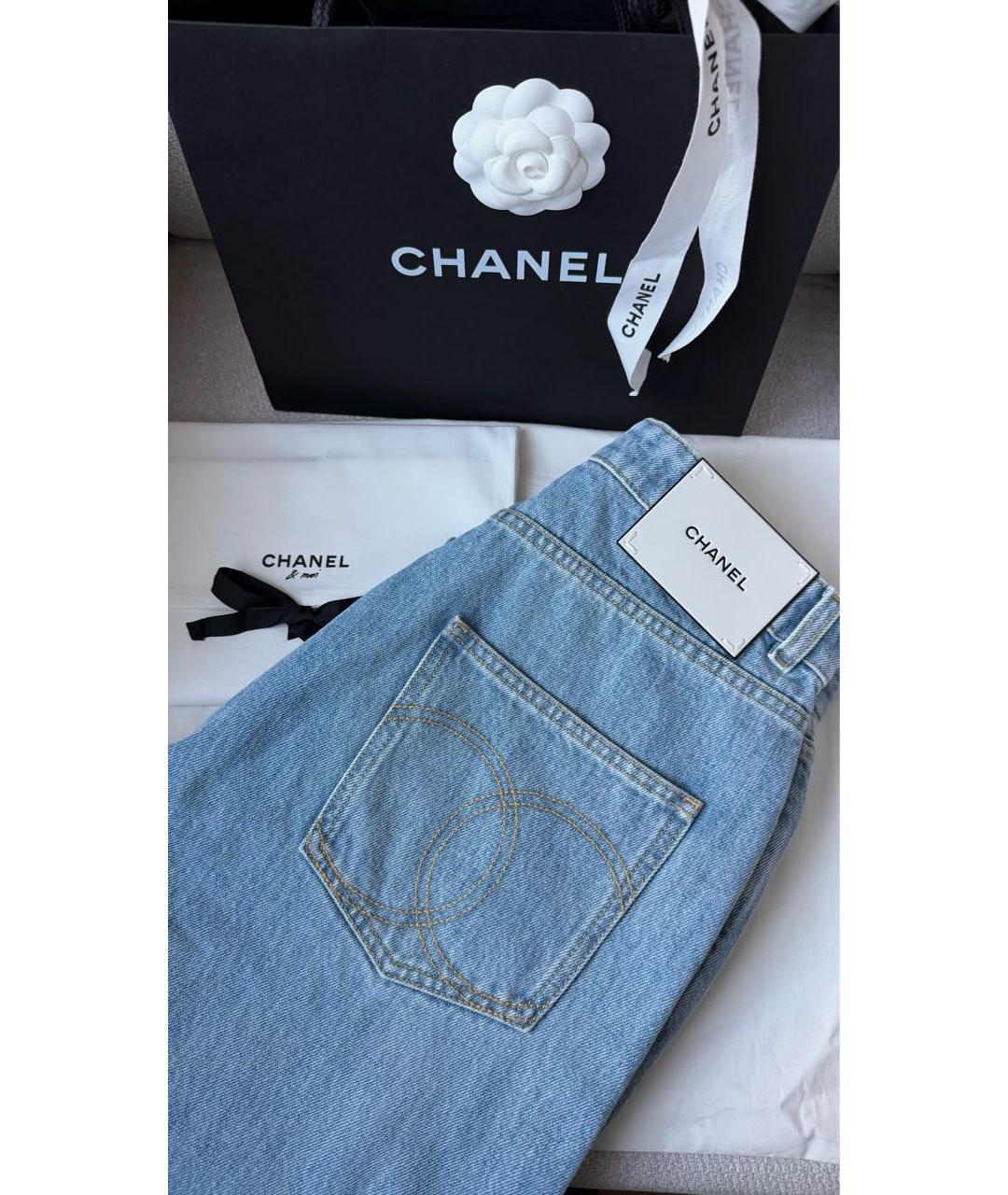 CHANEL Голубые хлопковые прямые джинсы, фото 7