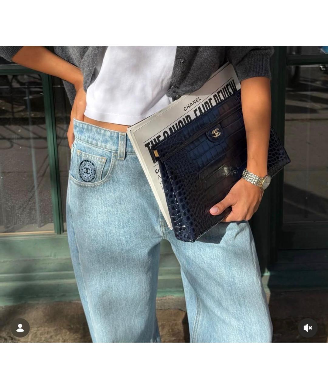 CHANEL Голубые хлопковые прямые джинсы, фото 3