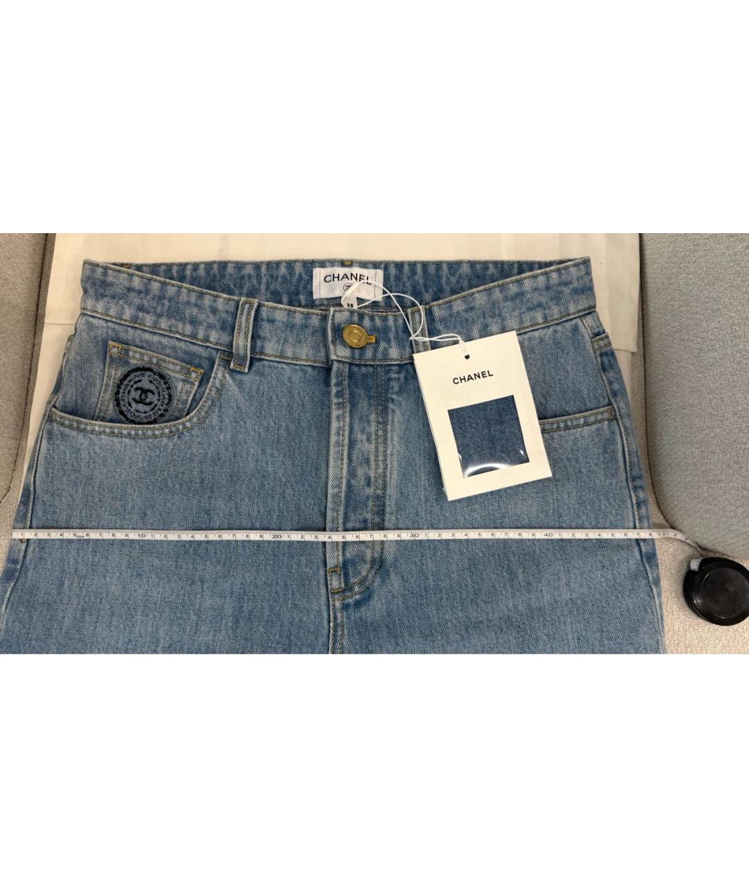 CHANEL Голубые хлопковые прямые джинсы, фото 5