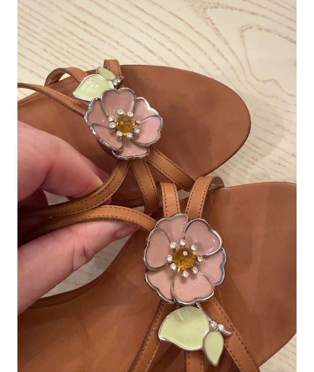VALENTINO Коричневые кожаные босоножки, фото 8