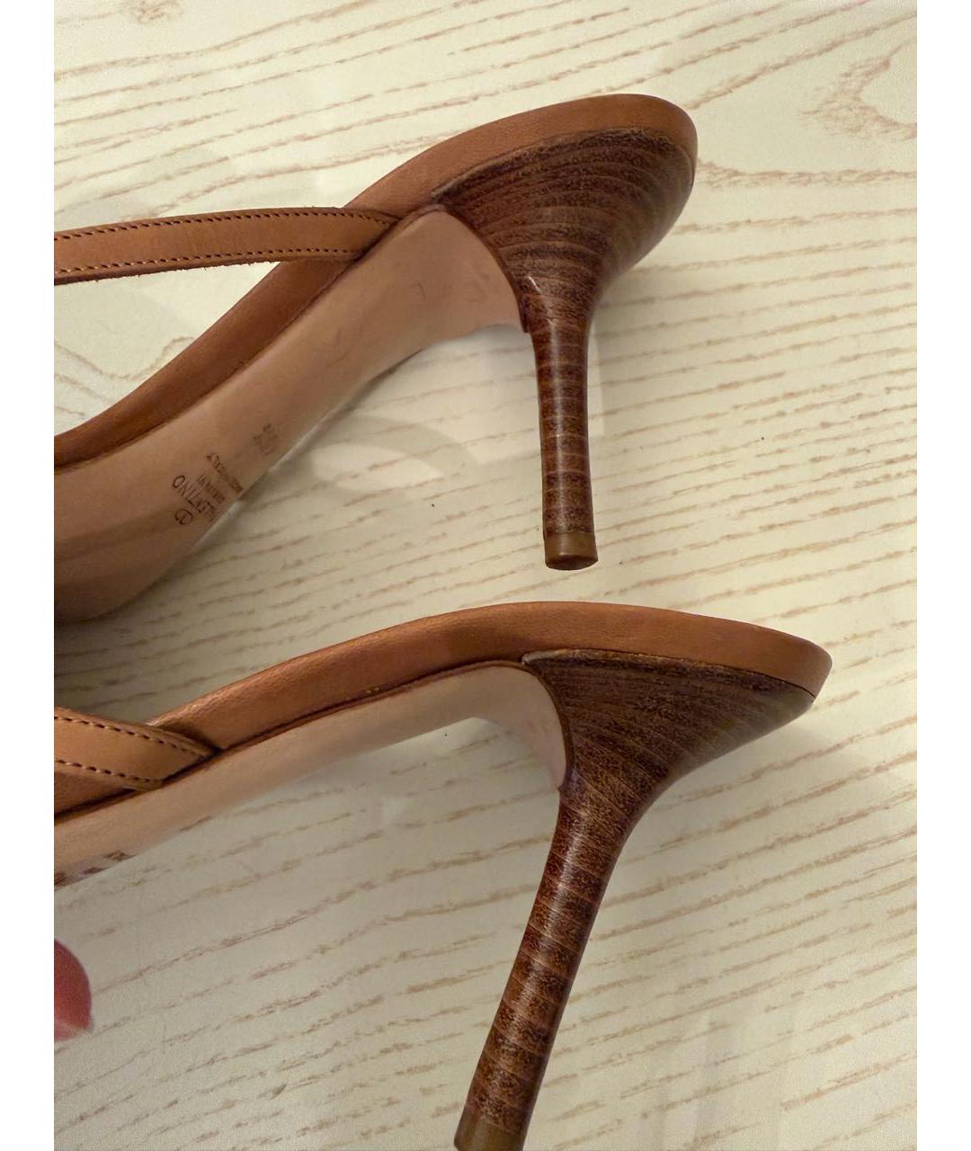 VALENTINO Коричневые кожаные босоножки, фото 3