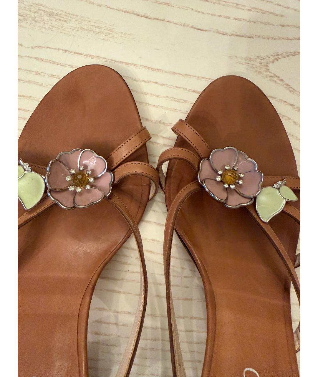 VALENTINO Коричневые кожаные босоножки, фото 7
