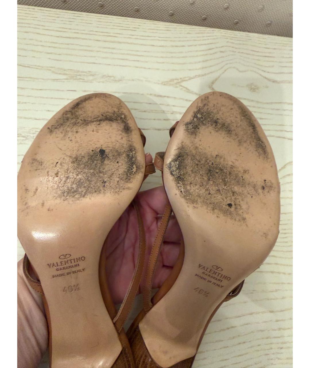 VALENTINO Коричневые кожаные босоножки, фото 5