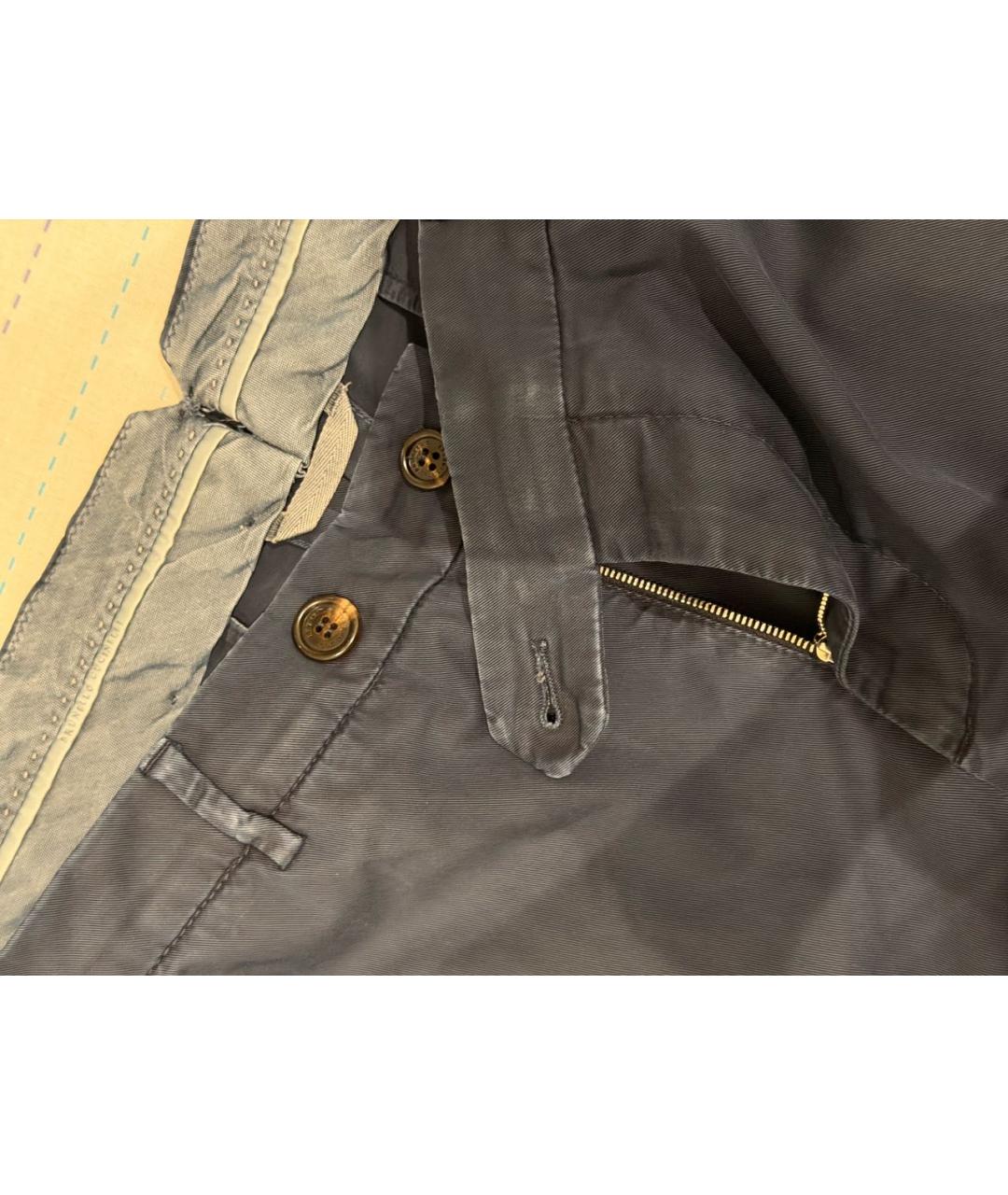 BRUNELLO CUCINELLI Темно-синие хлопковые классические брюки, фото 4