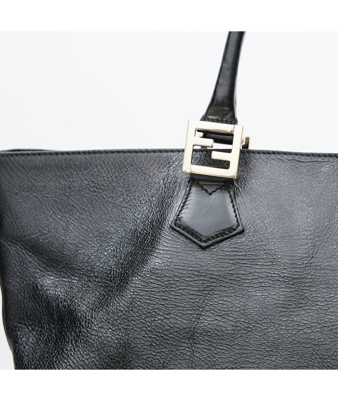 FENDI Черная кожаная сумка тоут, фото 4