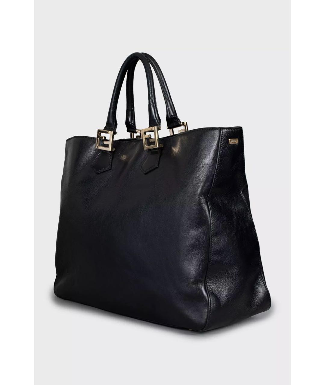 FENDI Черная кожаная сумка тоут, фото 2