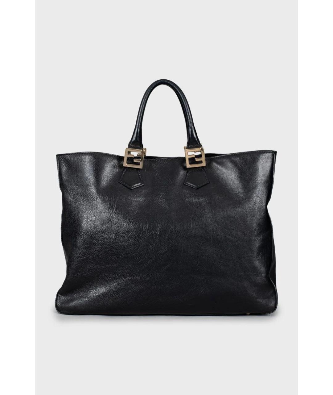 FENDI Черная кожаная сумка тоут, фото 3