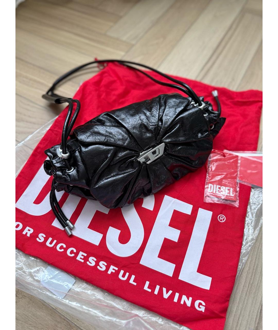 DIESEL Черная кожаная сумка через плечо, фото 5