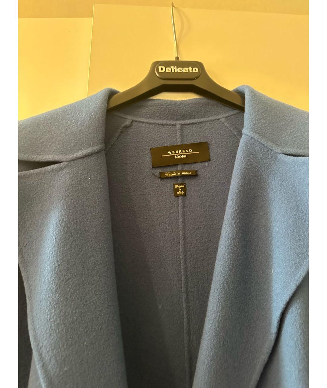 WEEKEND MAX MARA Синее шерстяное пальто, фото 4