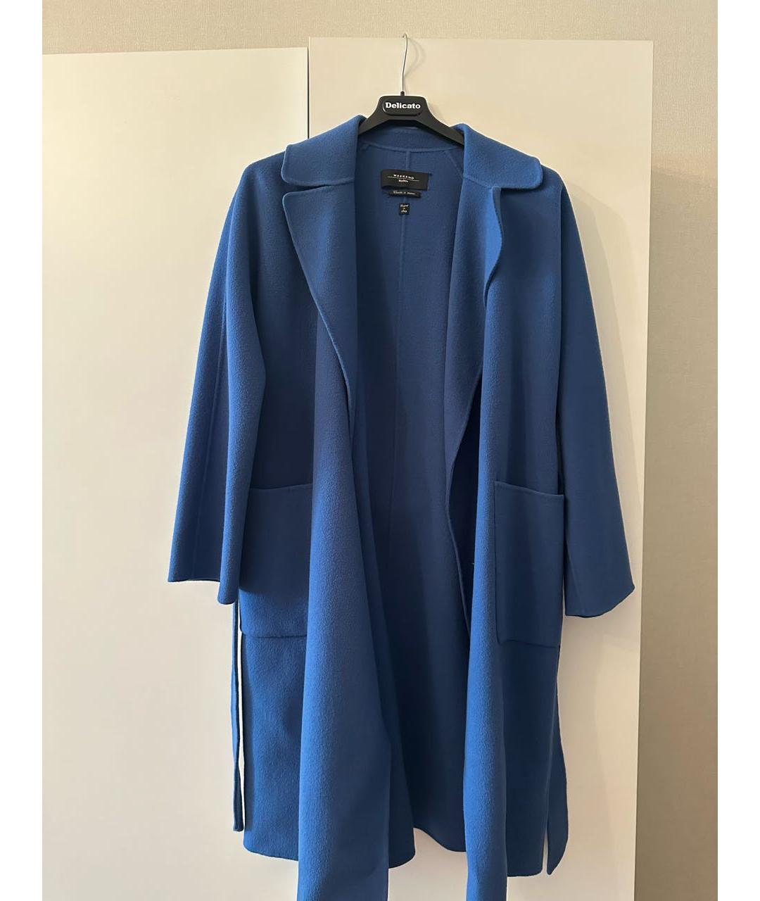 WEEKEND MAX MARA Синее шерстяное пальто, фото 6