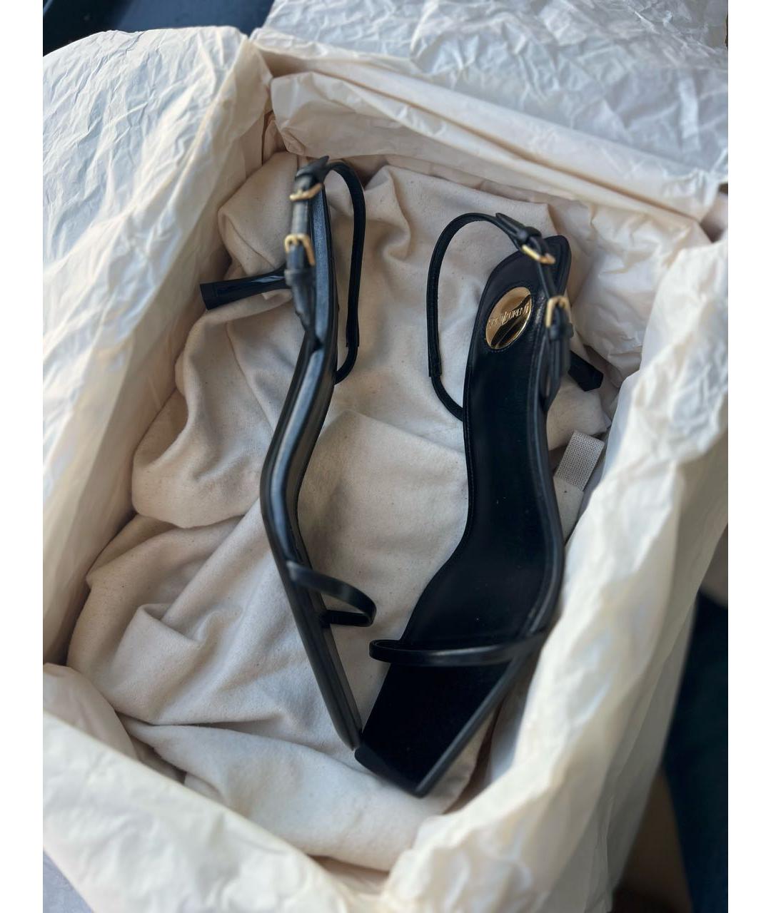 SAINT LAURENT Черные кожаные босоножки, фото 9