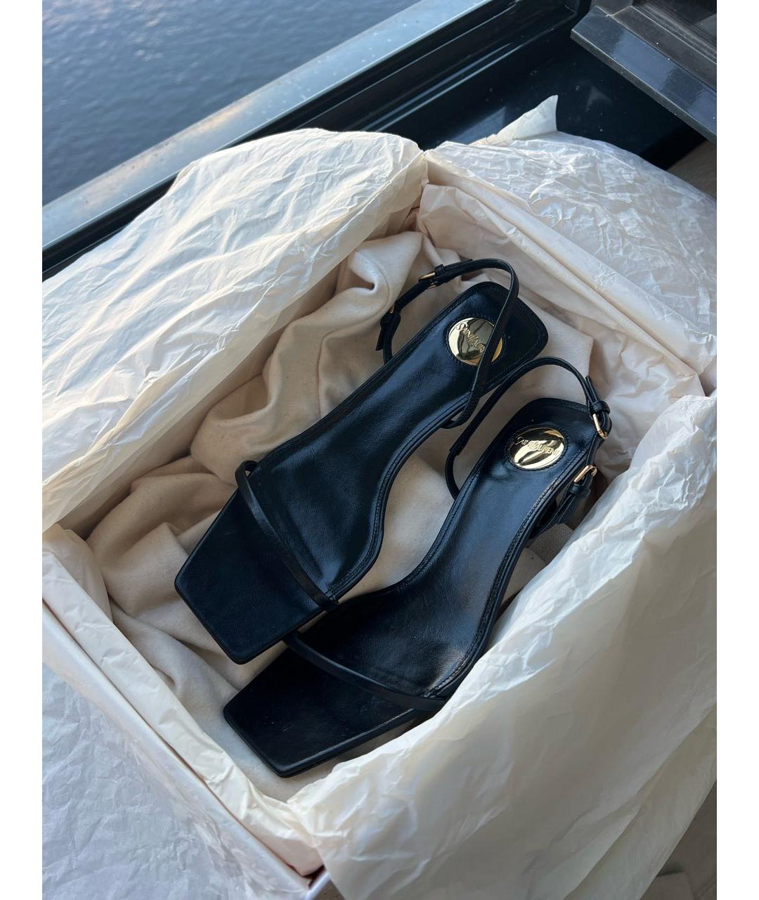 SAINT LAURENT Черные кожаные босоножки, фото 2
