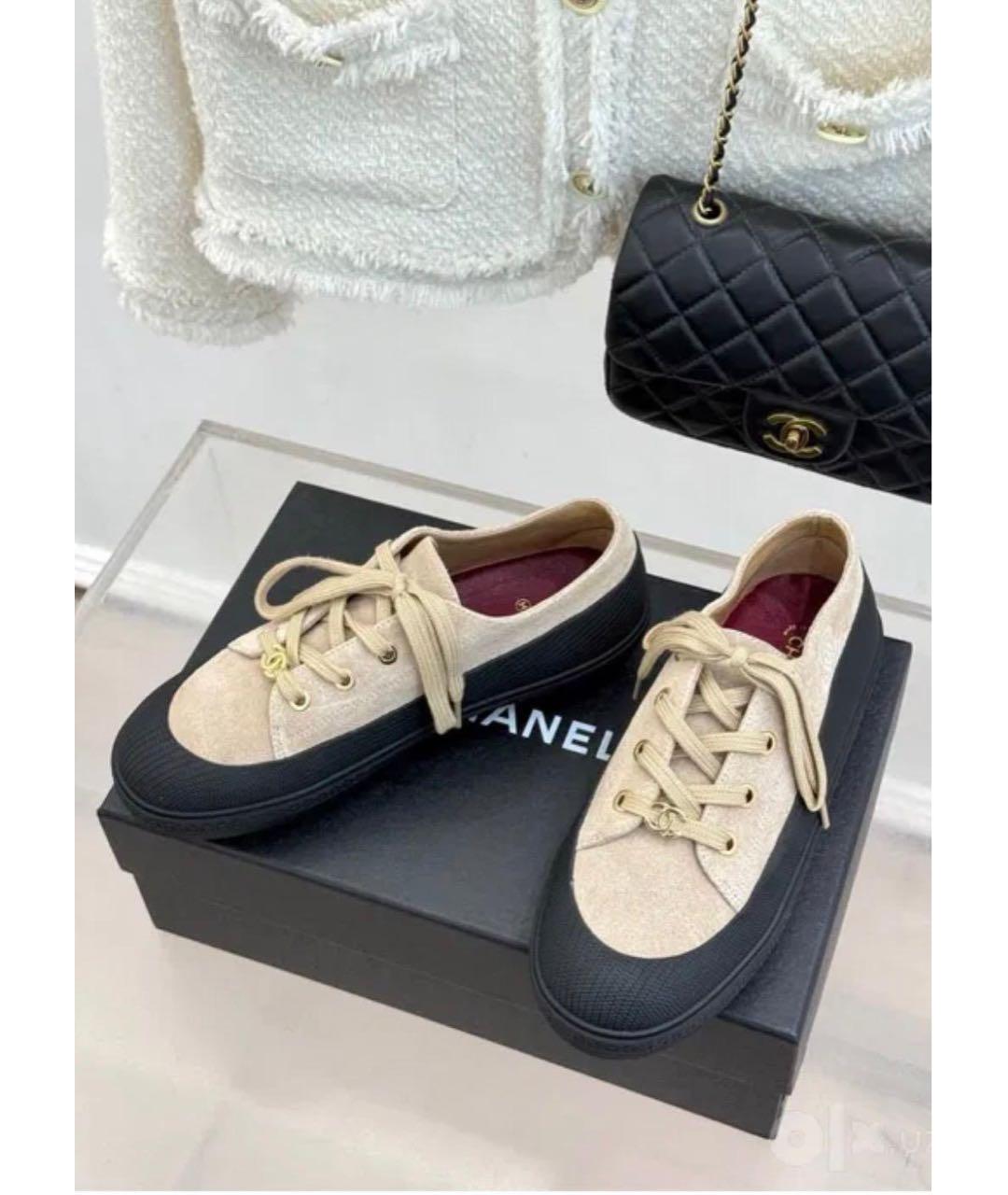 CHANEL Бежевые замшевые кеды, фото 6