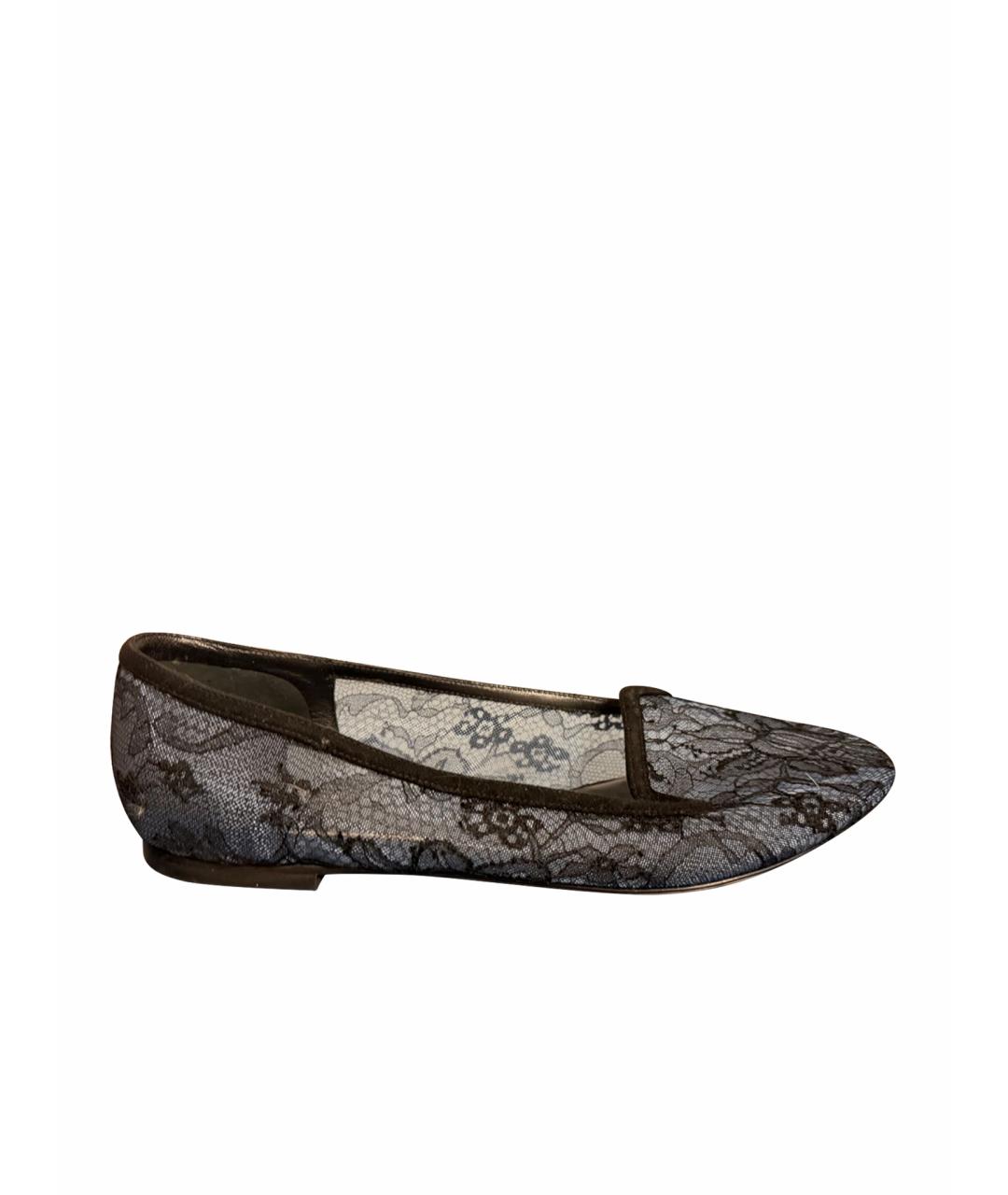 DOLCE&GABBANA Темно-синие текстильные балетки, фото 1