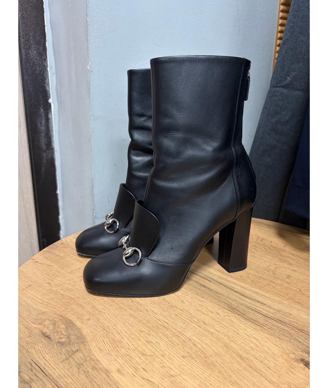 GUCCI Черные кожаные ботильоны, фото 2
