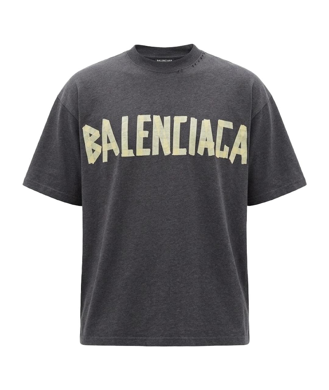 BALENCIAGA Антрацитовая хлопковая футболка, фото 1