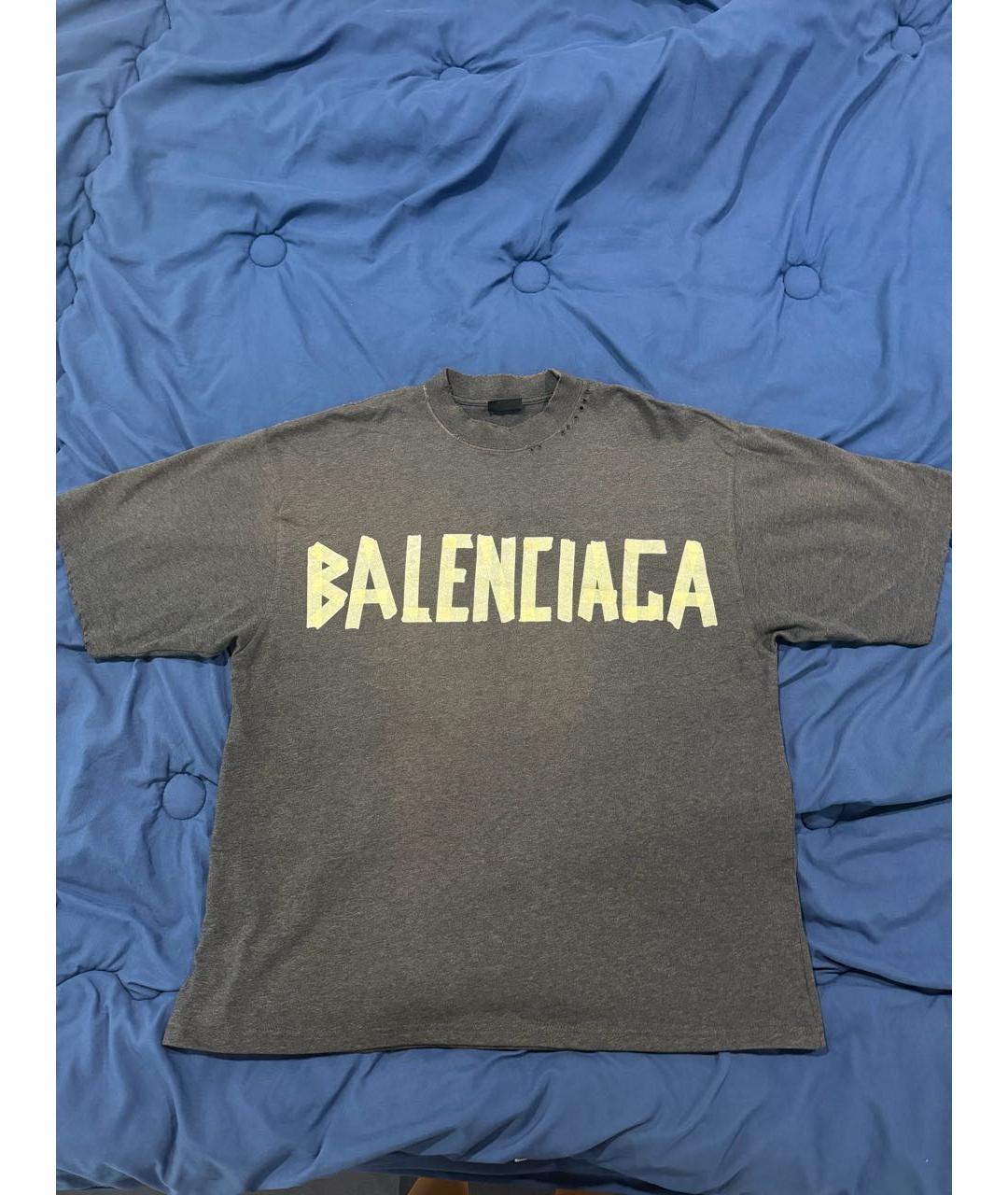 BALENCIAGA Антрацитовая хлопковая футболка, фото 4