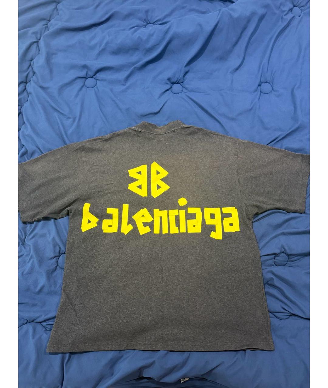 BALENCIAGA Антрацитовая хлопковая футболка, фото 2